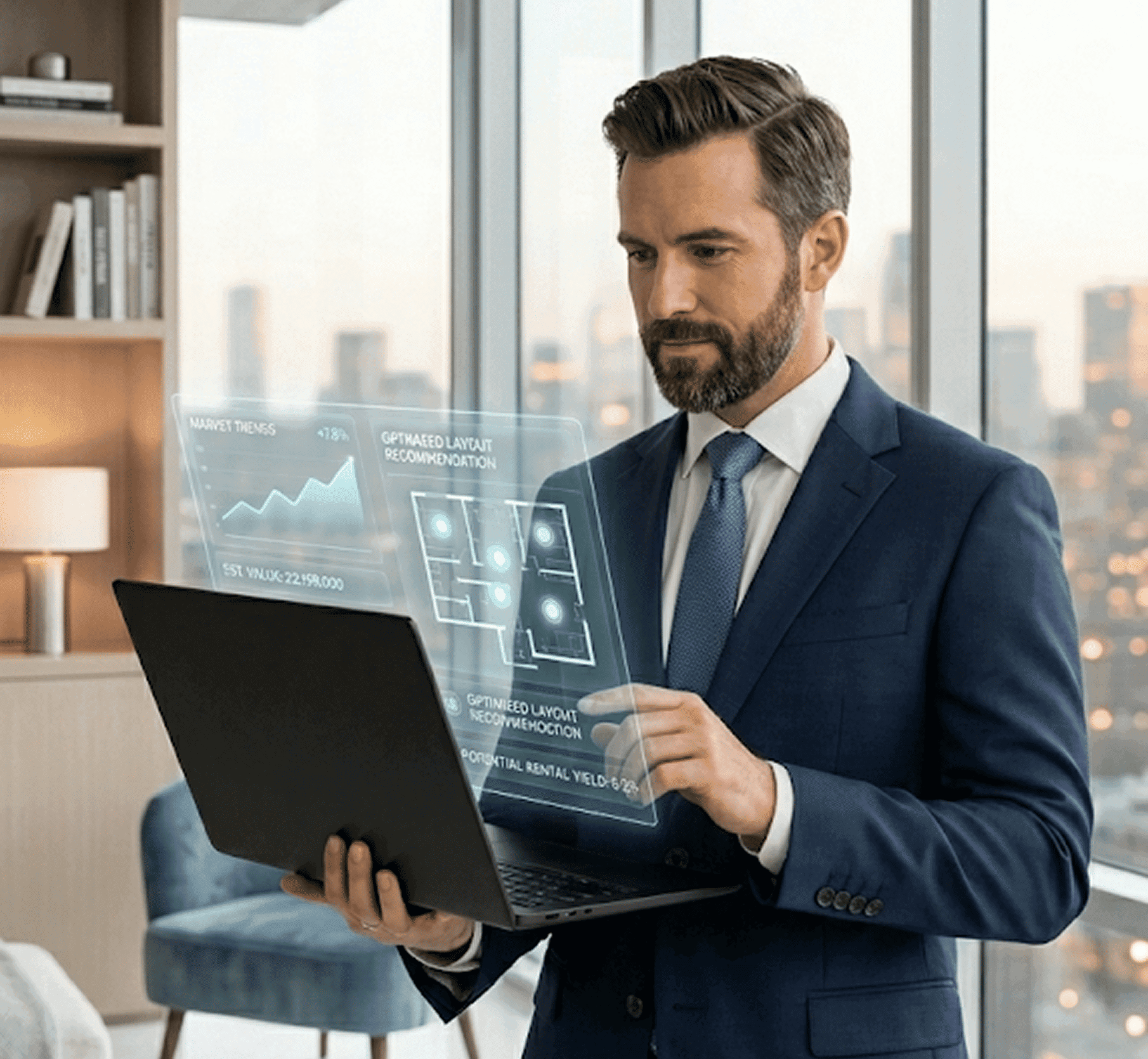 Retail professional using AI-powered analytics